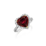 4.12ct Heart Shape Ruby & Diamond Halo Ring