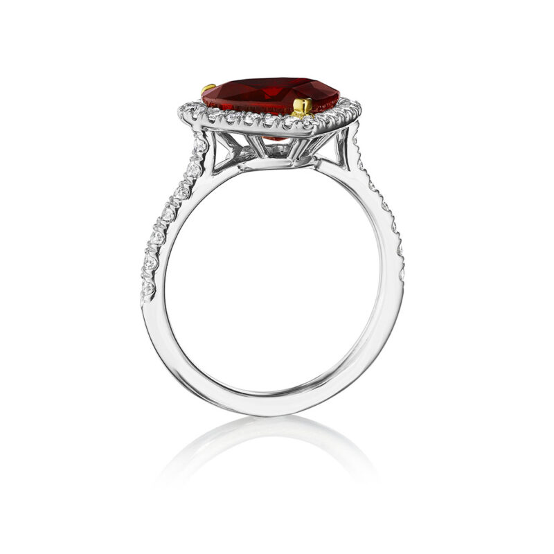 4.12ct Heart Shape Ruby & Diamond Halo Ring