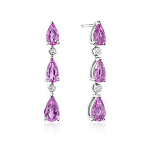 6.44ctw Pear Shape Pink Sapphire & Round Diamond Earrings