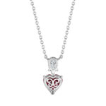 3.77ct Heart Shape Ruby & Pear Shape Dimond Pendant in Platinum