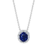 4.37ct Oval Sapphire & Diamond Halo Pendant in 18KT Gold