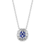 4.37ct Oval Sapphire & Diamond Halo Pendant in 18KT Gold