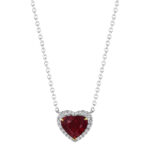3.38ctw Heart Shape Ruby & Round Diamond Halo Pendant
