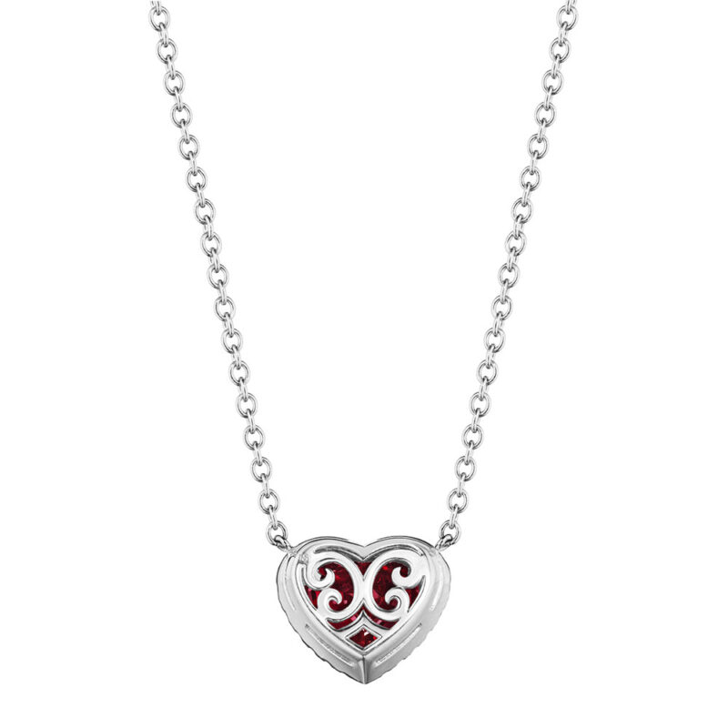 3.38ctw Heart Shape Ruby & Round Diamond Halo Pendant