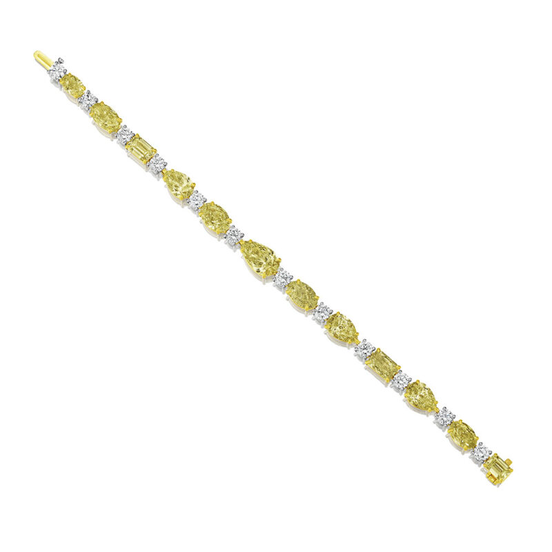 24.60ct Fancy Yellow & White Mixed Shape Diamond Bracelet