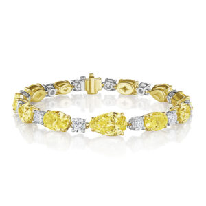 24.60ct Fancy Yellow & White Mixed Shape Diamond Bracelet
