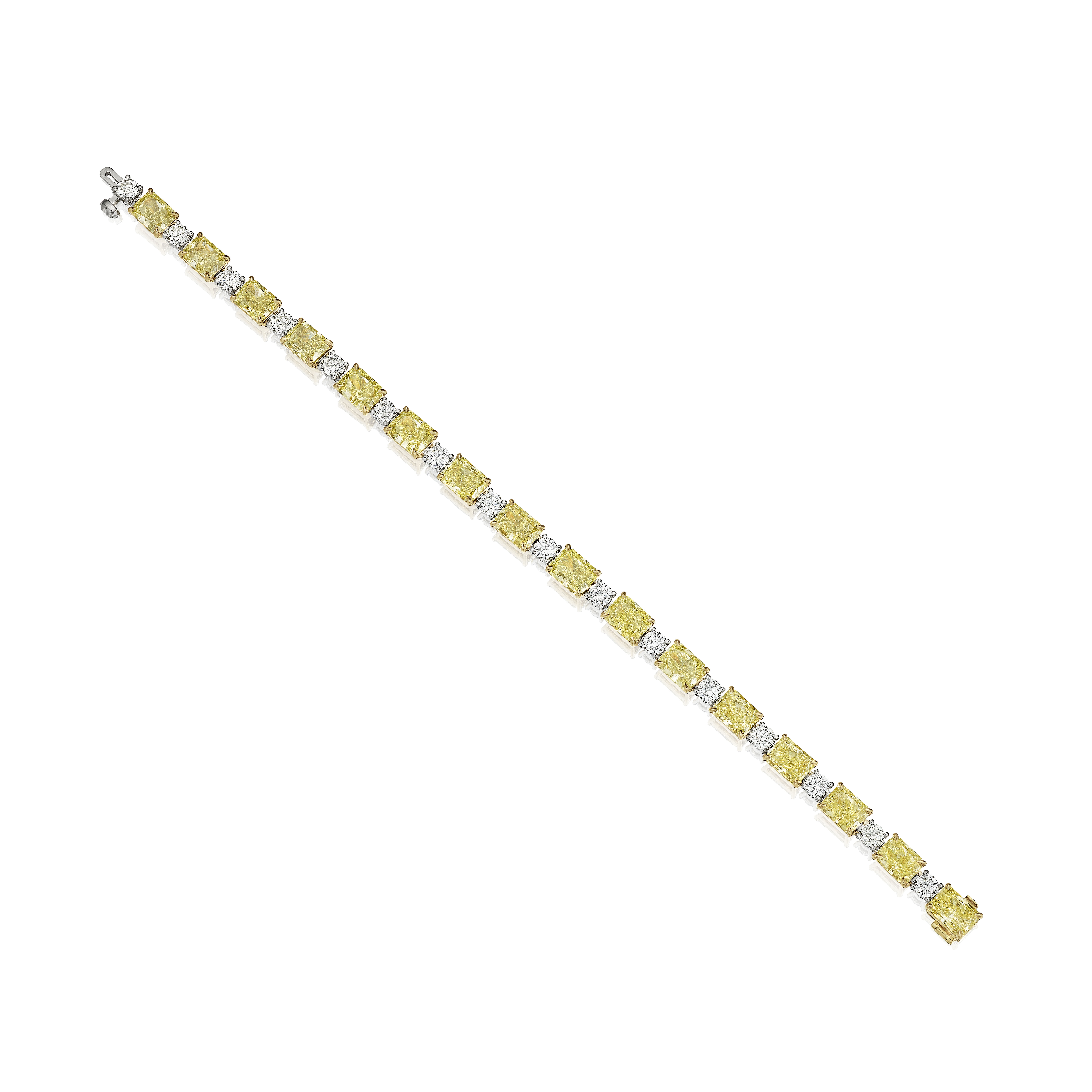 19.80ct Fancy Yellow Radiant & Round White GIA Diamond Bracelet