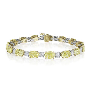 Fancy Yellow Oval & Round GIA Certified Diamond Bracelet
