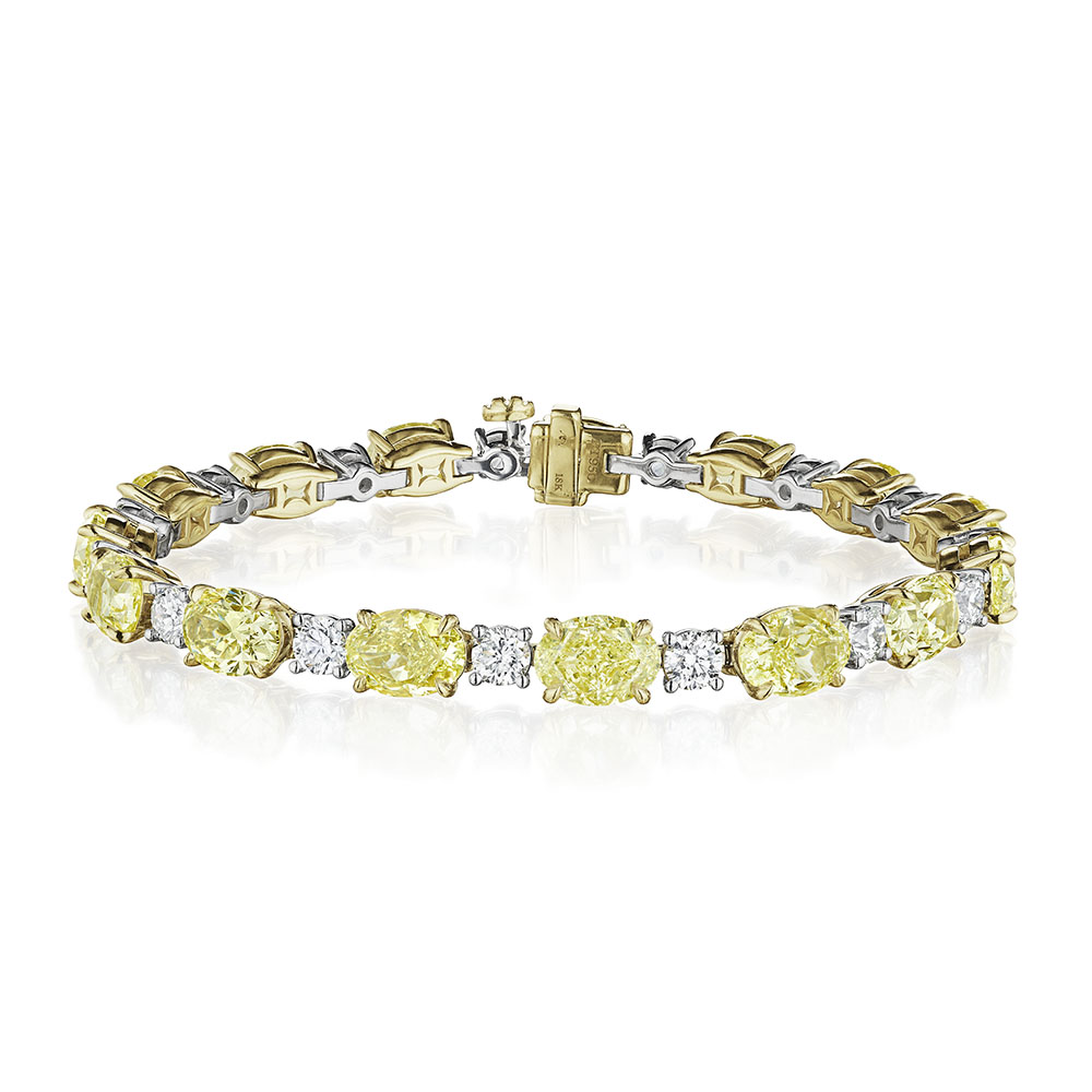 Fancy Yellow Oval & Round GIA Certified Diamond Bracelet