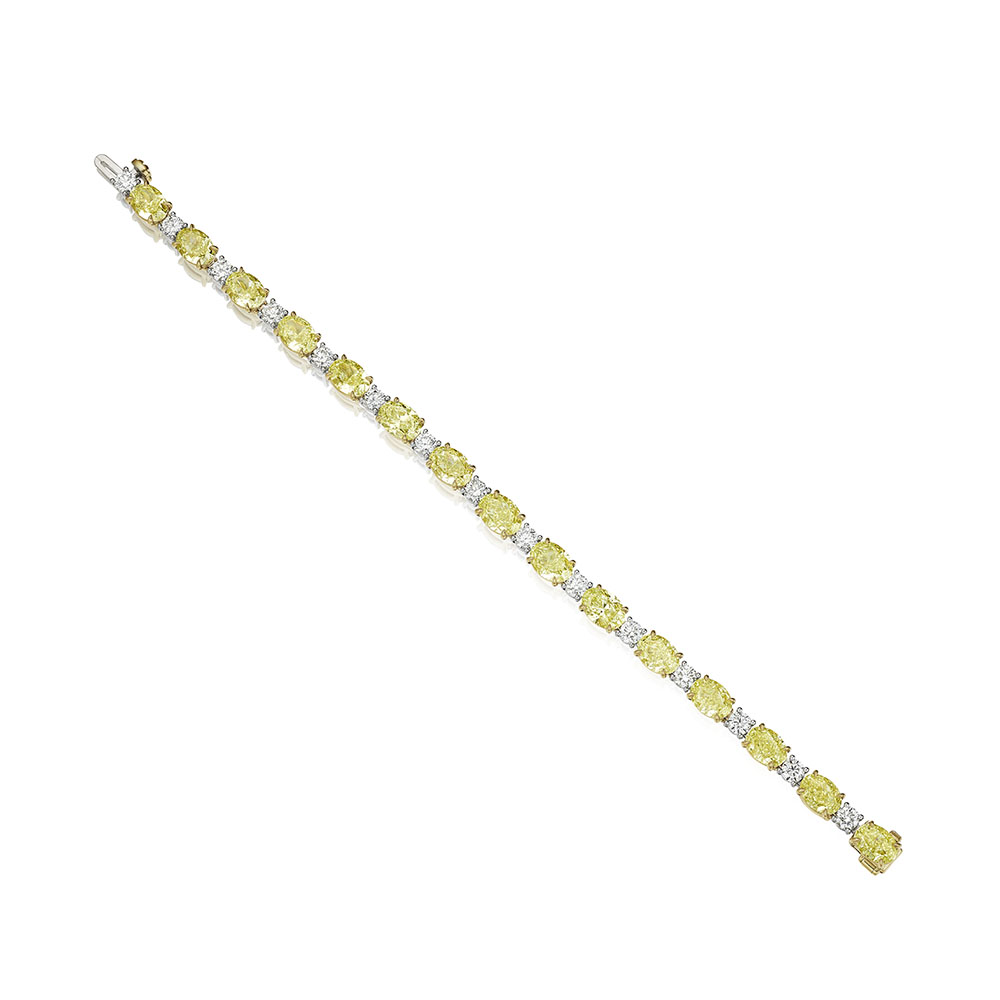 Fancy Yellow Oval & Round GIA Certified Diamond Bracelet
