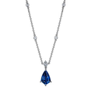 5.74ct Kite Shape Sapphire & Hexagon Diamond Pendant