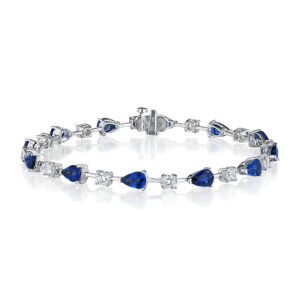 Pear Shape Sapphire & Round Diamond Bracelet