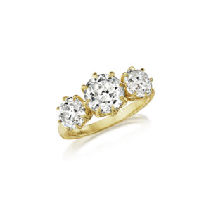 Old European Cut 3 Stone Antique Diamond Ring
