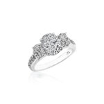 Perfect Twogether® 3 Stone Oval Diamond Ring with Pavé Shank