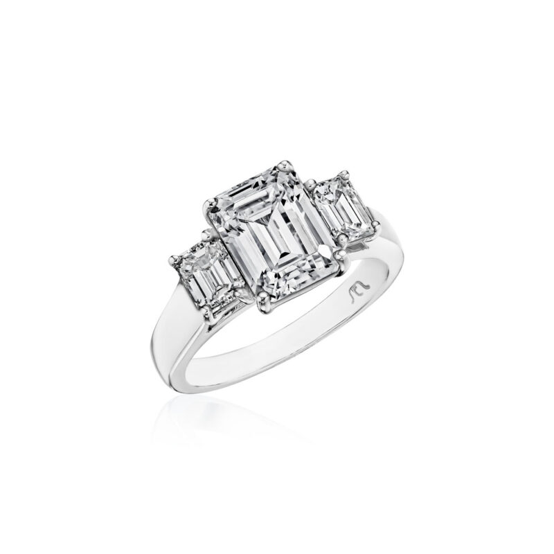 Perfect Twogether® 3 Stone Emerald Cut Diamond Ring