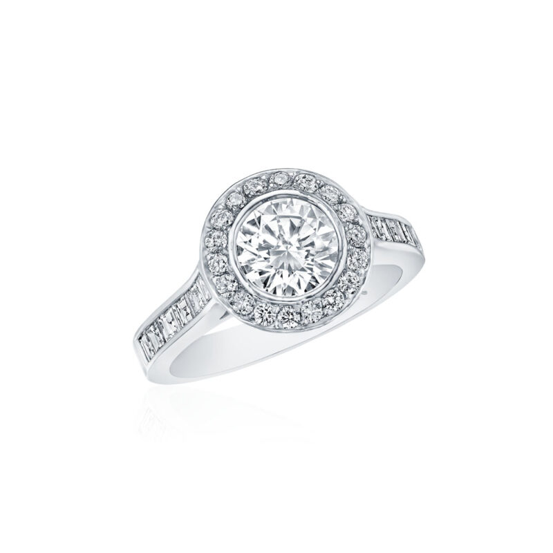 Round & Square Cut Diamond Halo Ring
