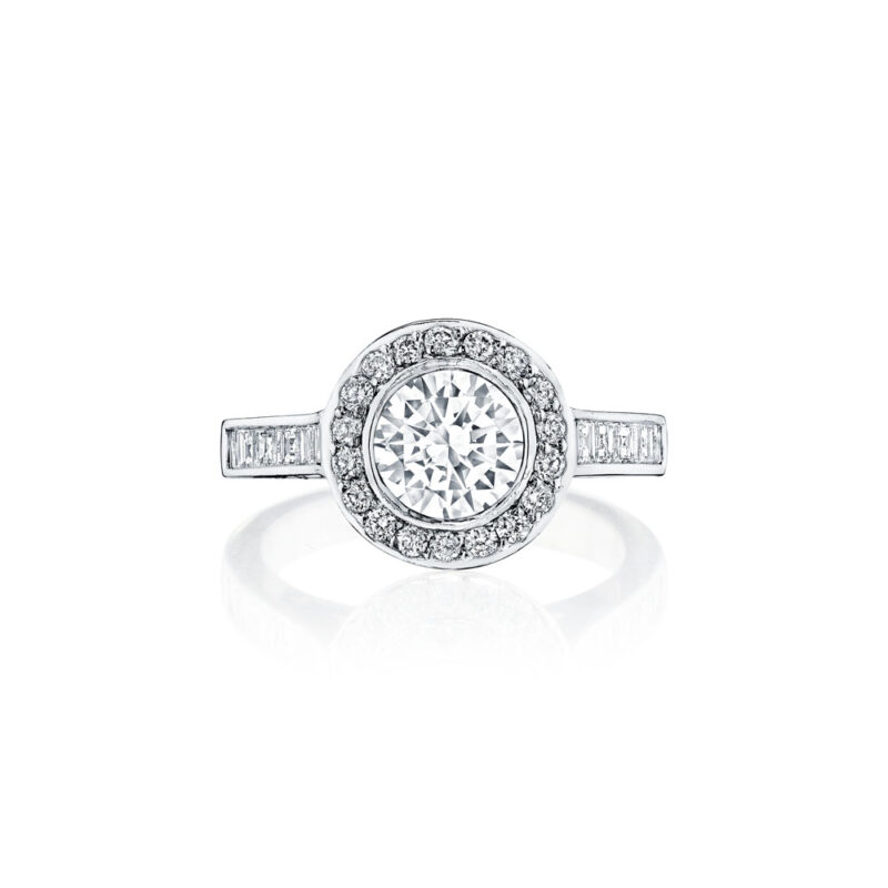 Round & Square Cut Diamond Halo Ring