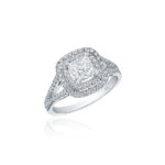 Double Halo Split Shank Diamond Ring