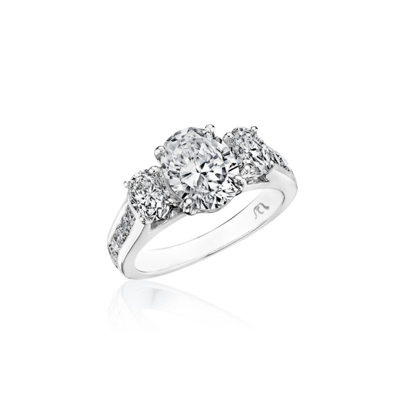 Perfect Twogether® 3 Stone Oval Diamond Ring With Channel Set Shank