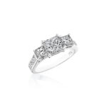 Perfect Twogether® 3 Stone Princess Cut Diamond Ring With Channel Set Shank