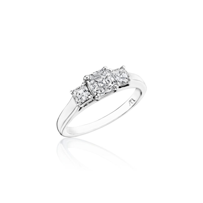 Perfect Twogether® 3 Stone Asscher Cut Diamond Ring