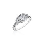 Perfect Twogether® 3 Stone Half Moon Cut Diamond Ring with Pavé Shank