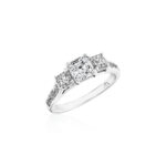 Perfect Twogether® 3 Stone Asscher Cut Diamond Ring with Pavé Shank