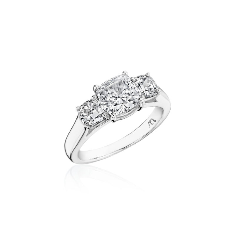 Perfect Twogether® 3 Stone Cushion Cut Diamond Ring