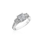 Perfect Twogether® 3 Stone Cushion Cut Diamond Ring with Pavé Shank