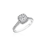 Perfect Twogether® Round Diamond Halo Ring for a Cushion Cut Center