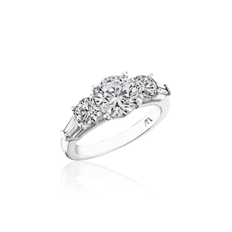 Perfect Twogether® Round & Baguette Diamond Engagement Ring