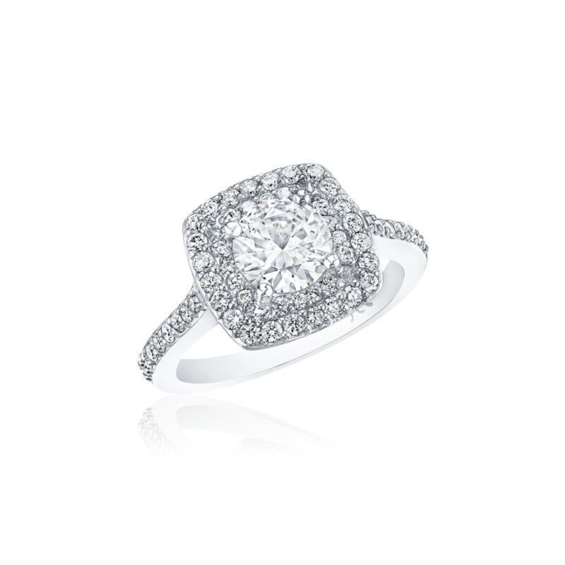 Round Diamond Double Halo Ring