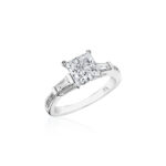 Perfect Twogether® Tapered Baguette Diamond Ring with Pavé Shank