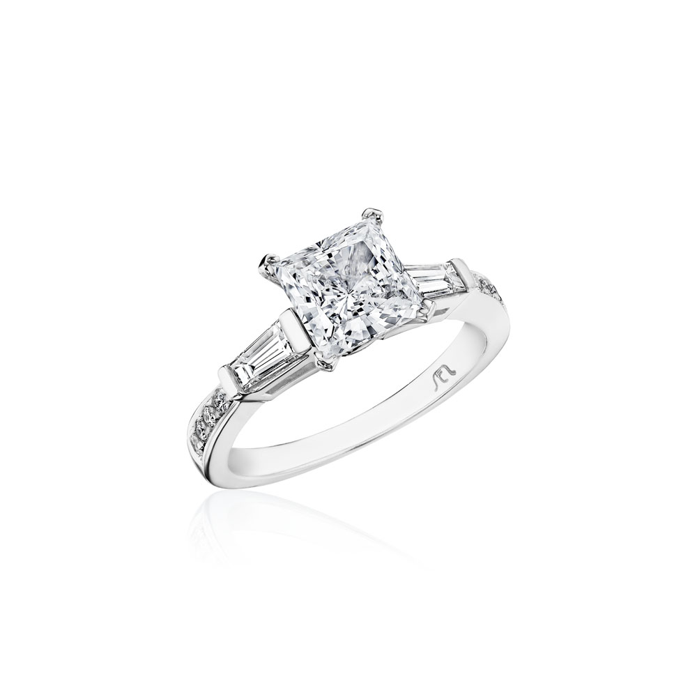 Pave baguette diamond ring sale