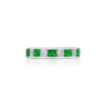 Princess Cut Emerald & Diamond Channel Set Band