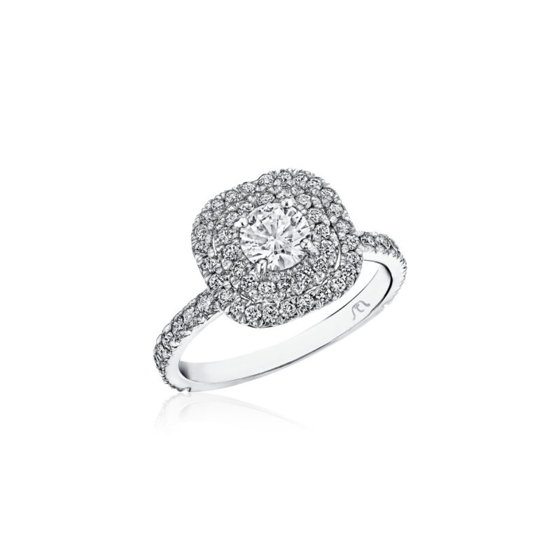 New York Dreams®  Diamond Double Halo Cushion Ring