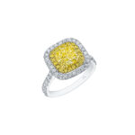 Double Halo Fancy Yellow Radiant Cut Ring