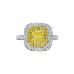 Double Halo Fancy Yellow Radiant Cut Ring