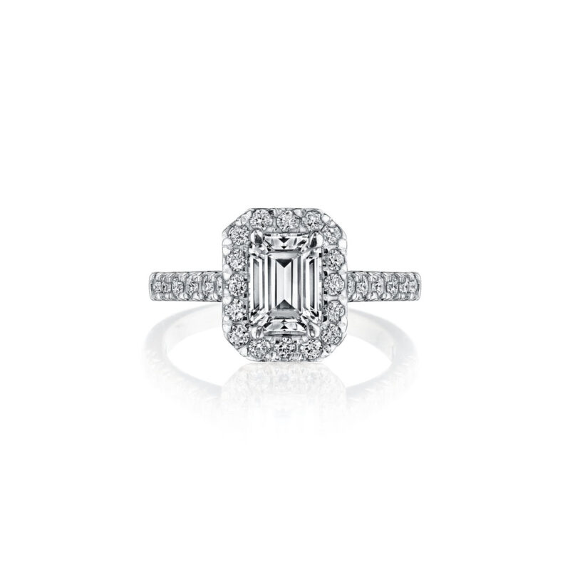 New York Dreams® Emerald Cut Diamond Halo Ring