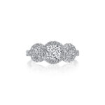 New York Dreams® Three Stone Round Diamond Ring with Partial Halo