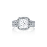 Triple Row Round Diamond Halo Ring