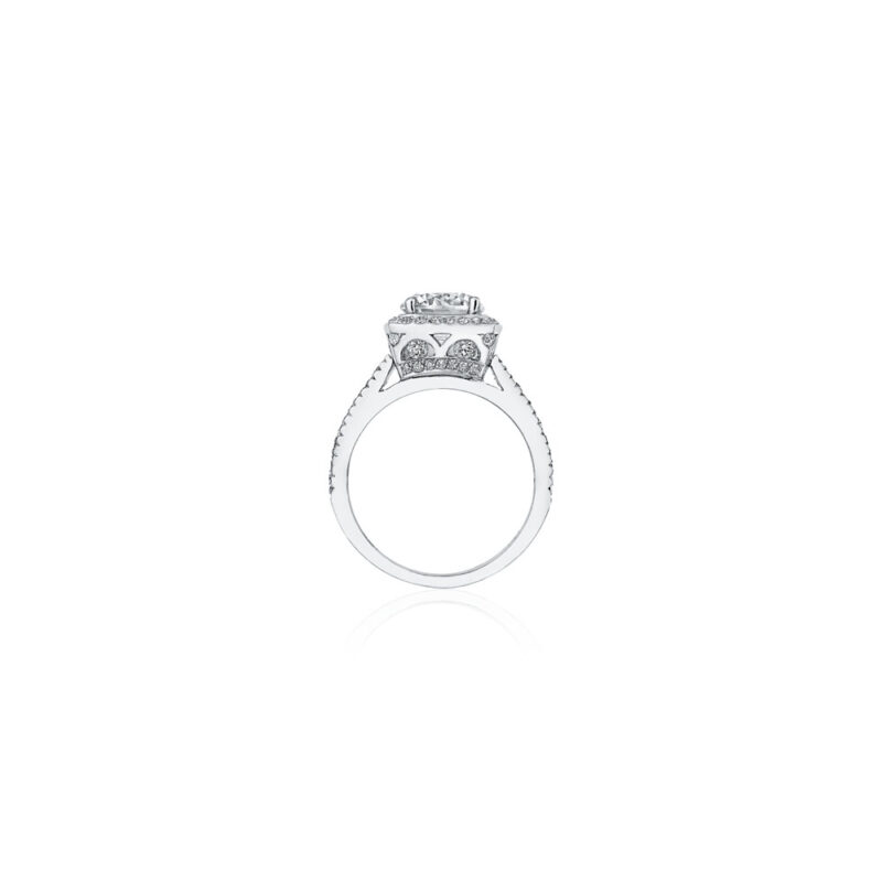 Triple Row Round Diamond Halo Ring