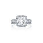 Triple Row Round Diamond Halo Ring