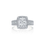 Triple Row Round Diamond Halo Ring