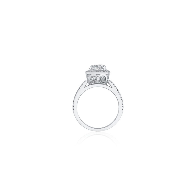 Triple Row Round Diamond Halo Ring