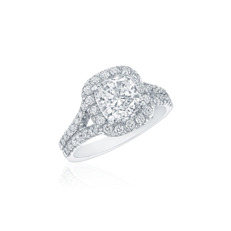 Split Shank Halo Diamond Ring