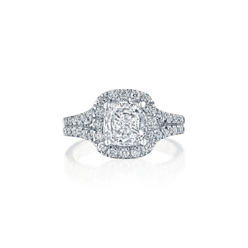 Split Shank Halo Diamond Ring