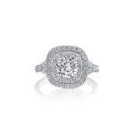 New York Dreams®  Double Halo Diamond Engagement Ring with Split Shank