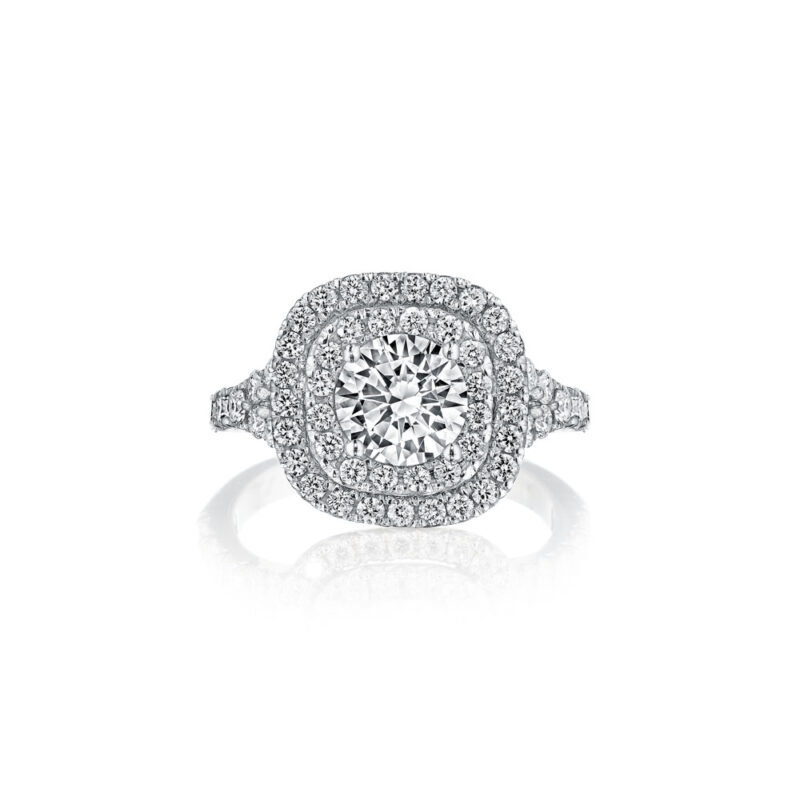 New York Dreams®  Double Halo Diamond Engagement Ring with Split Shank