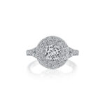 New York Dreams®  Round Double Halo Diamond Engagement Ring with Split Shank